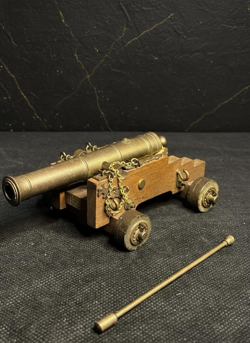 Vintage Miniature Cannon Collection Lot of 8 Wood Brass & Metal Replicas - 17