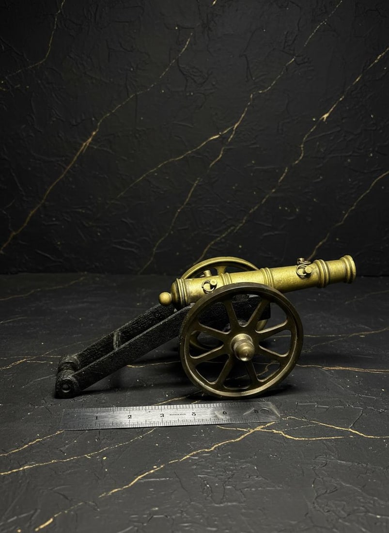 Vintage Miniature Cannon Collection Lot of 8 Wood Brass & Metal Replicas - 2