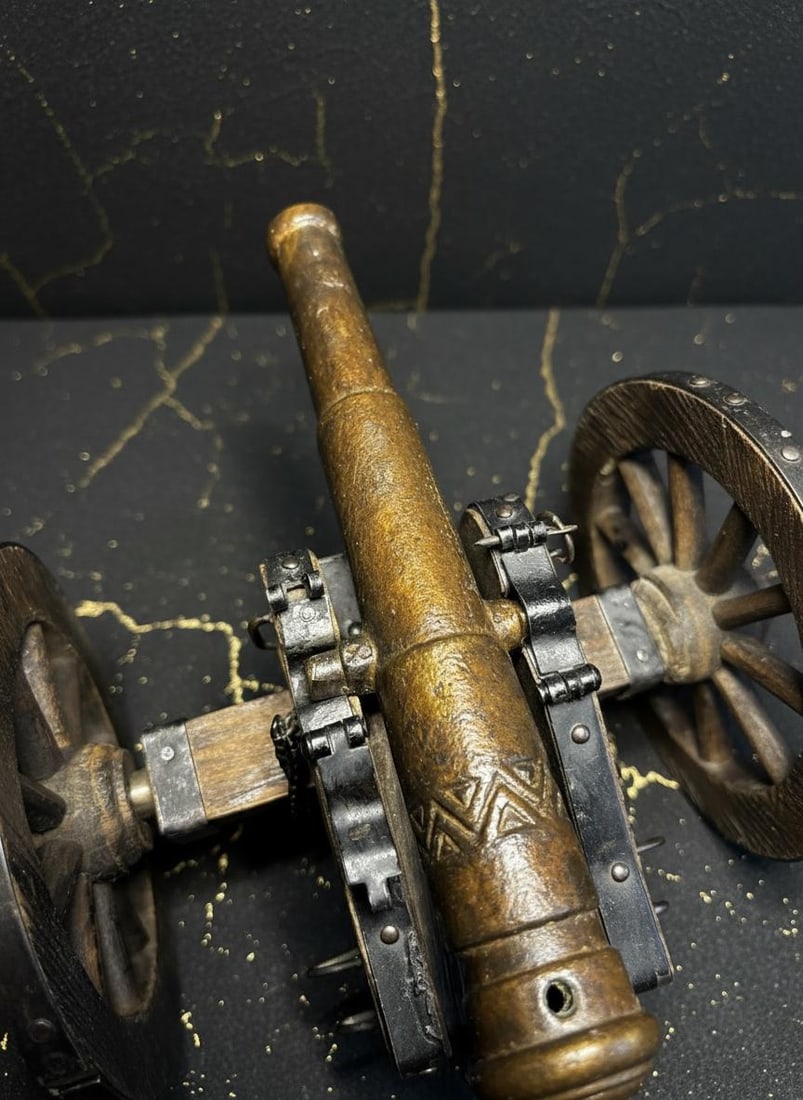 Vintage Miniature Cannon Collection Lot of 8 Wood Brass & Metal Replicas - 4