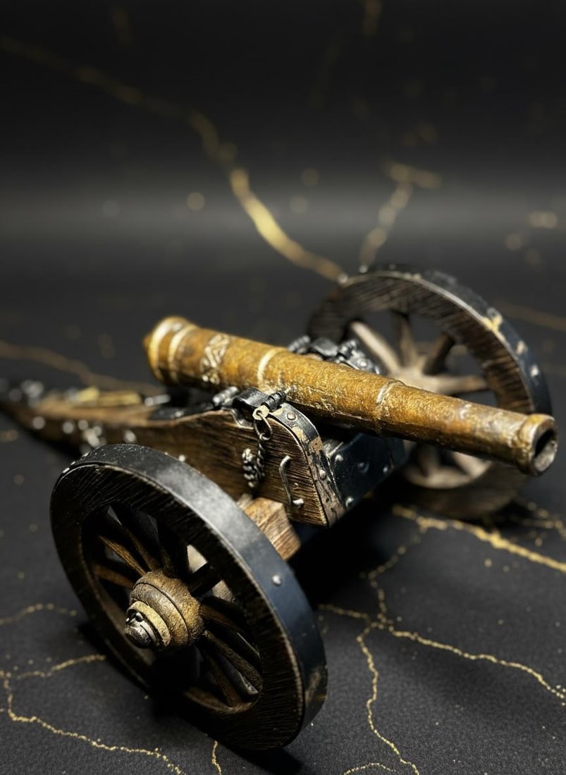 Vintage Miniature Cannon Collection Lot of 8 Wood Brass & Metal Replicas - 6