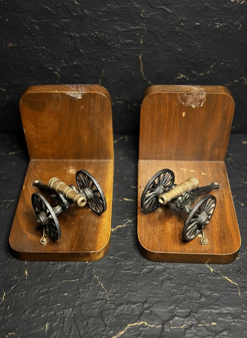 Vintage Miniature Cannon Collection Lot of 8 Wood Brass & Metal Replicas - 7