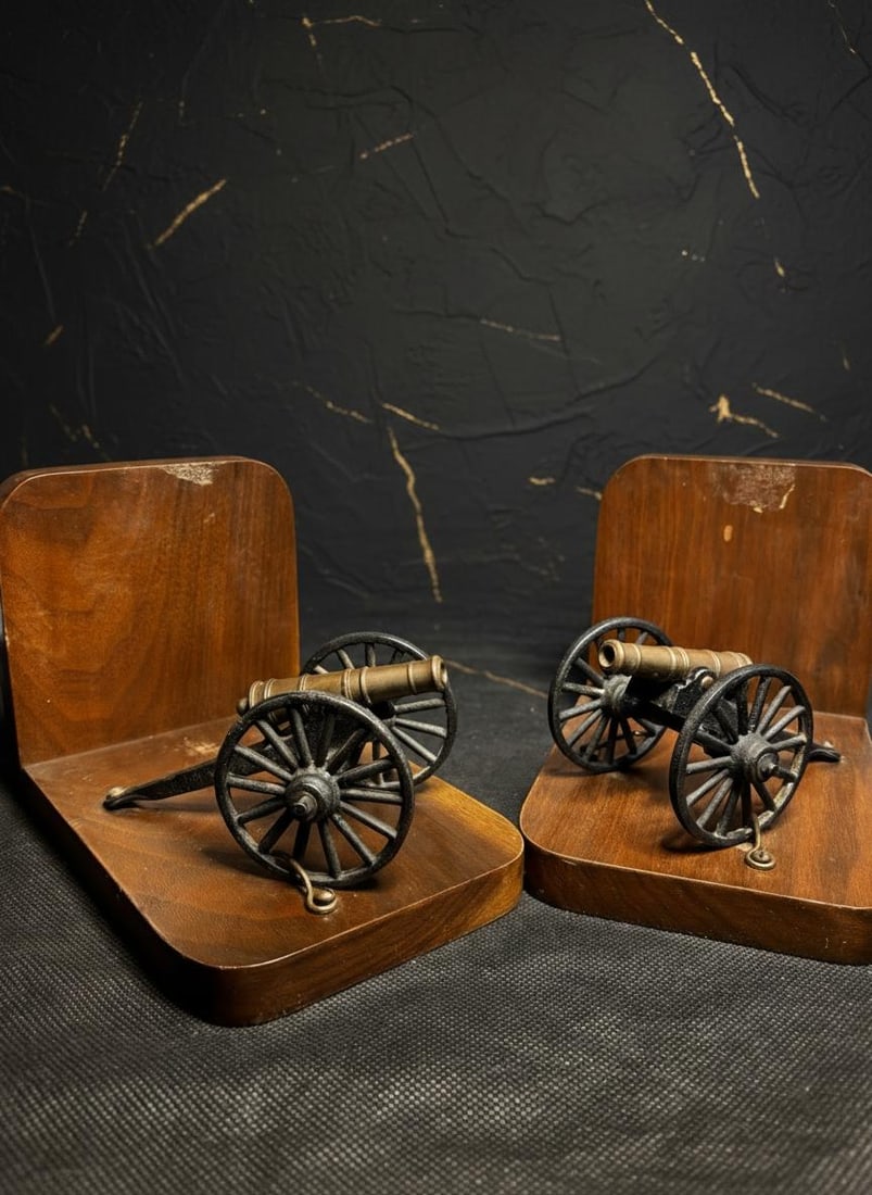 Vintage Miniature Cannon Collection Lot of 8 Wood Brass & Metal Replicas - 8