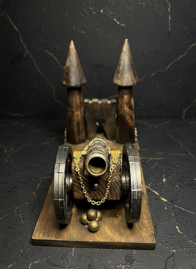 Vintage Miniature Cannon Collection Lot of 8 Wood Brass & Metal Replicas - 9