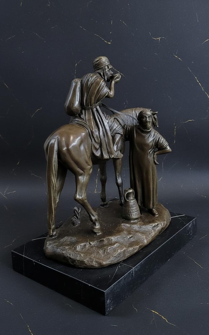 Orientalist Bronze Sculpture of an Arab Man on Horseback After A. Dubucand, French Art Statue - 3