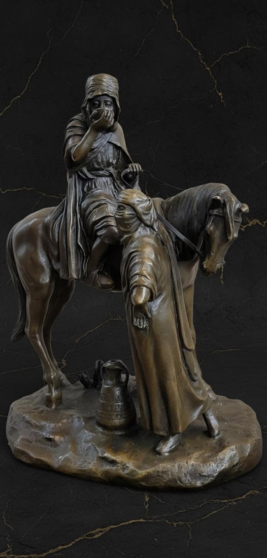 Orientalist Bronze Sculpture of an Arab Man on Horseback After A. Dubucand, French Art Statue - 7