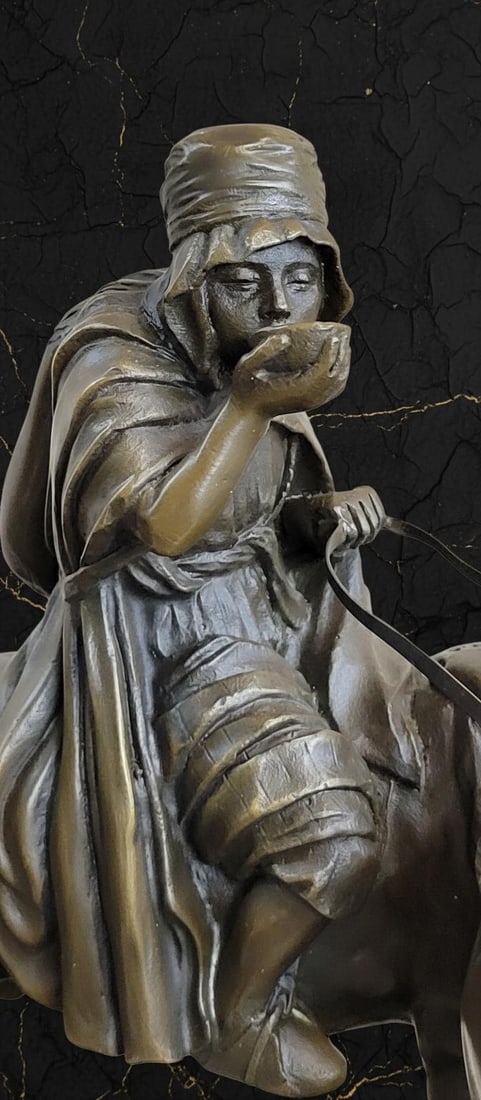 Orientalist Bronze Sculpture of an Arab Man on Horseback After A. Dubucand, French Art Statue - 8