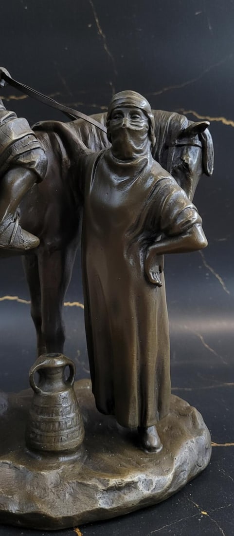 Orientalist Bronze Sculpture of an Arab Man on Horseback After A. Dubucand, French Art Statue - 9