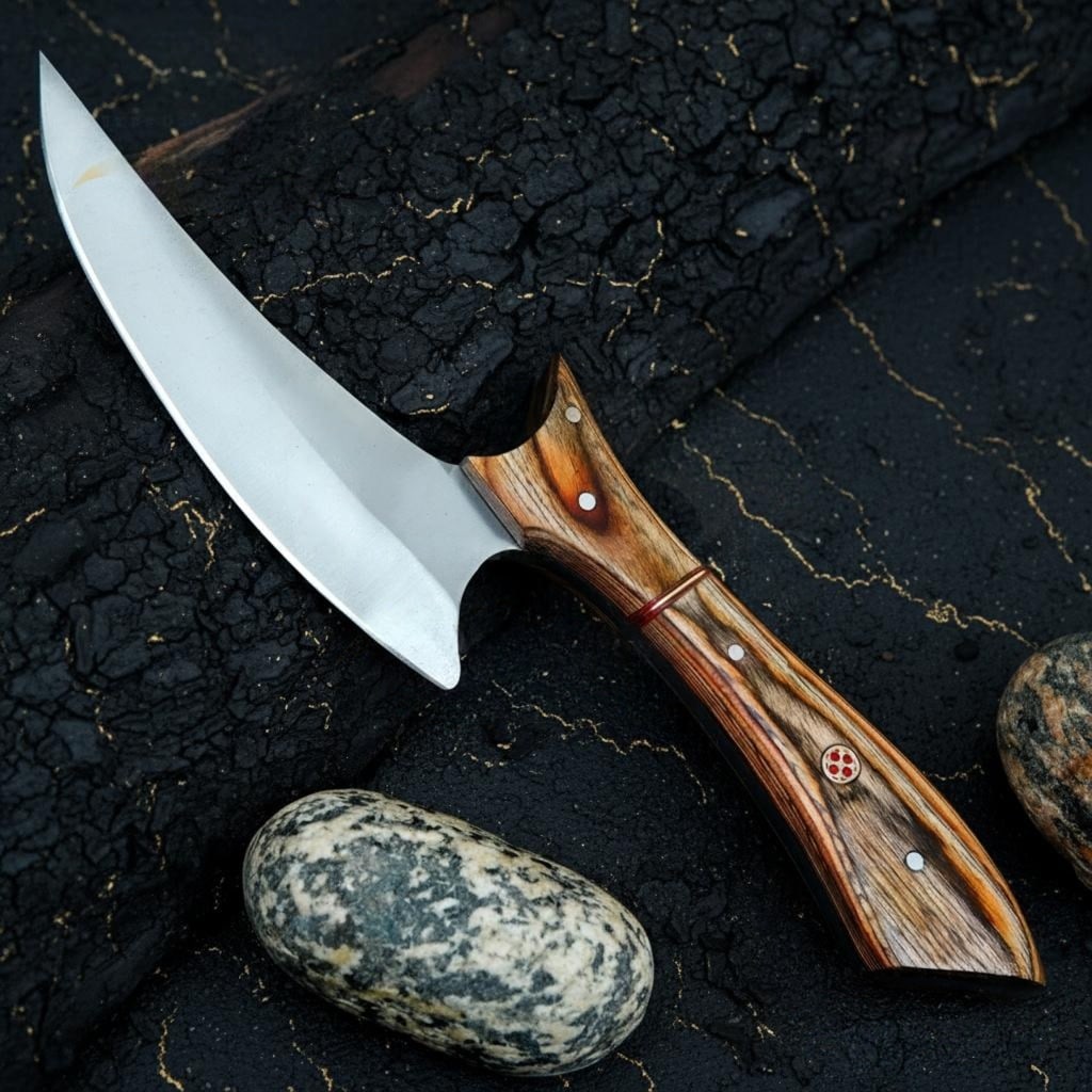 Handmade Full Tang Hunting Knife with Gut Hook 9.5" Double Edged Fixed Blade Rosewood Handle - 2