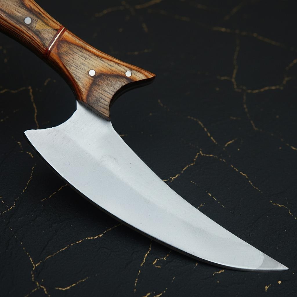 Handmade Full Tang Hunting Knife with Gut Hook 9.5" Double Edged Fixed Blade Rosewood Handle - 3