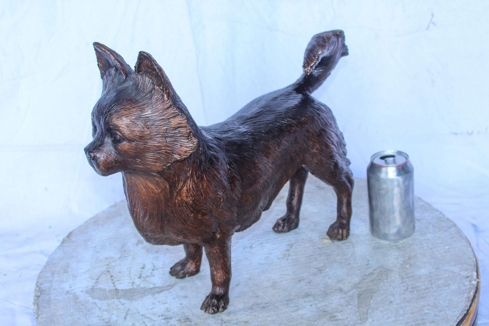 Pomeranian Dog Bronze Statue in a Graceful Standing Pose 18" x 6" x 14"H - 5