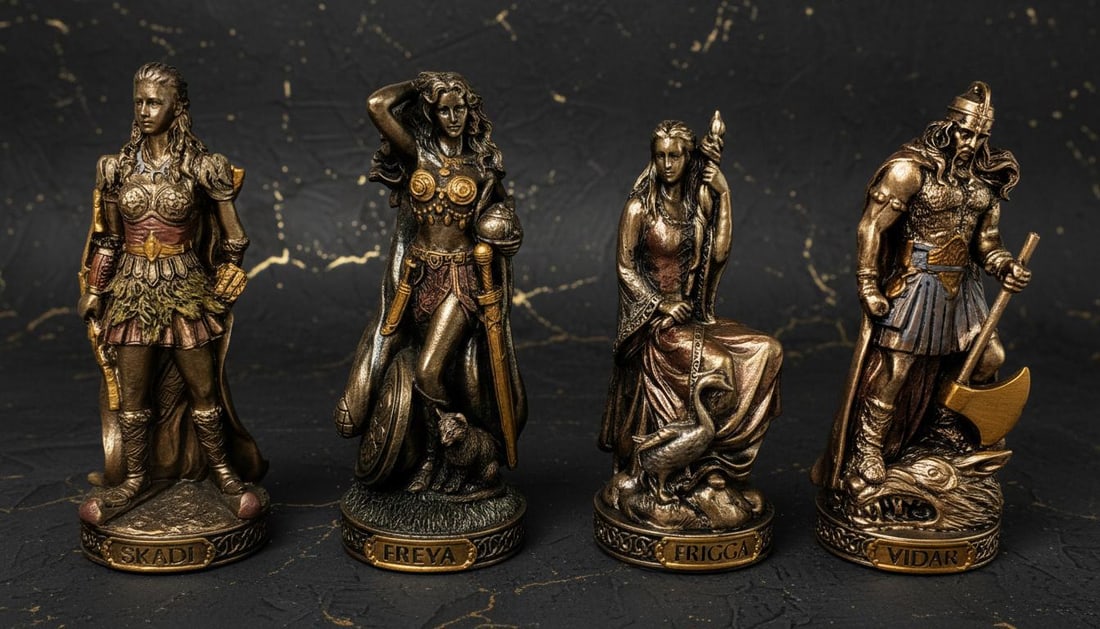 Veronese Design 12 Pc Norse Gods Figurine Set Viking Mythology Bronze Statues - 3