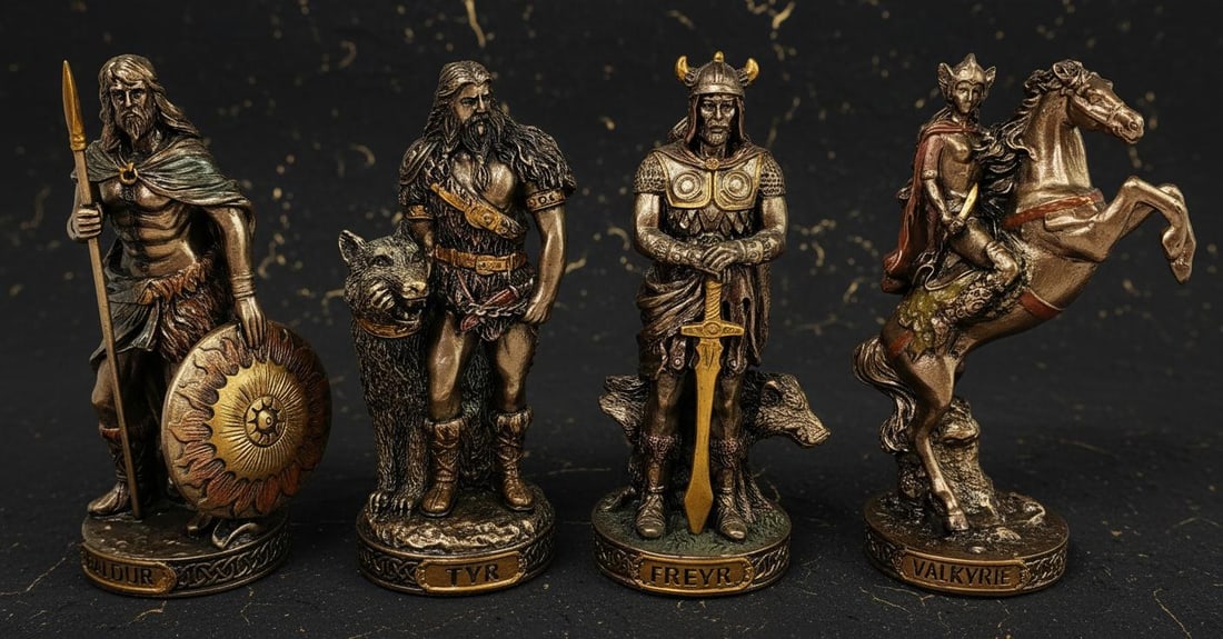 Veronese Design 12 Pc Norse Gods Figurine Set Viking Mythology Bronze Statues - 4