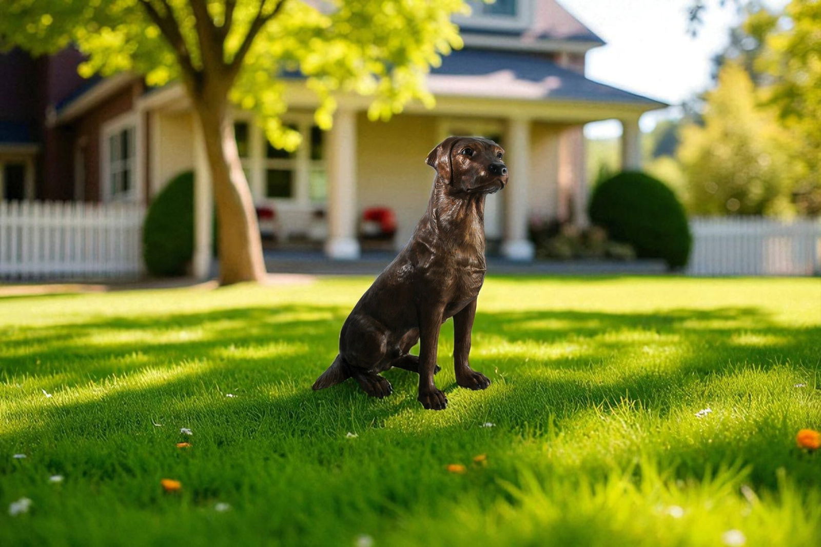 Bronze Labrador Retriever Statue - Life-Size Indoor/Outdoor Dog Sculpture,Wax Casting, Realistic - 10