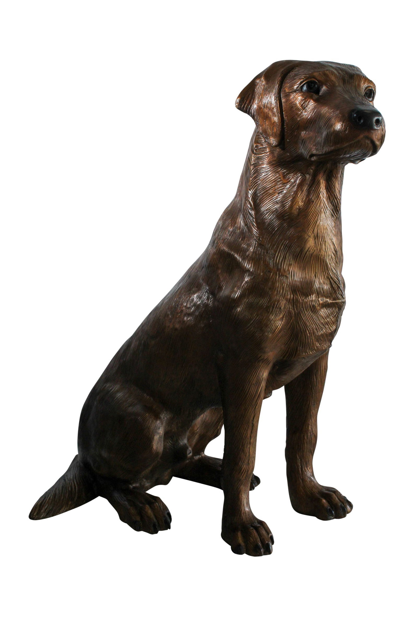 Bronze Labrador Retriever Statue - Life-Size Indoor/Outdoor Dog Sculpture,Wax Casting, Realistic: Title:Bronze Labrador Retriever Statue - Life-Size Indoor/Outdoor Dog Sculpture,Wax Casting, Realistic Seated Pose with Detailed Texture, Garden, Entryway & Home Decor Tribute28 x 19" x