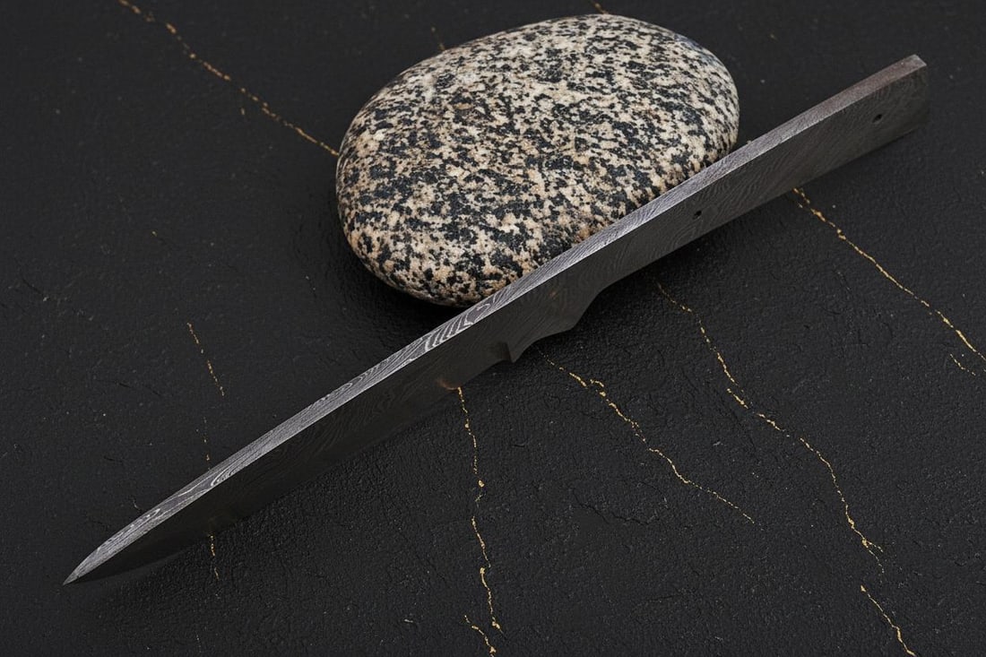 8" Full Tang Blade Blank in Twisted Damascus Steel Hand Forged Knife Making Supply with Sheath - 4