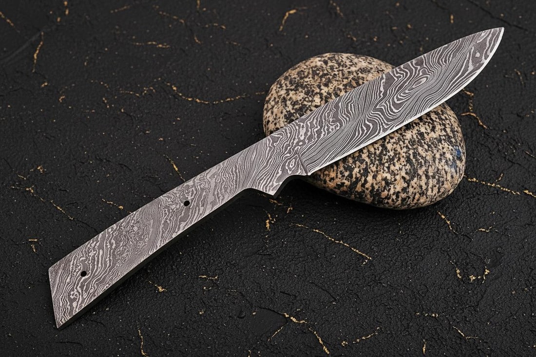 8" Full Tang Blade Blank in Twisted Damascus Steel Hand Forged Knife Making Supply with Sheath - 5