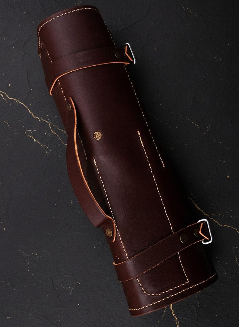 8pc Hand Forged Damascus Steel Kitchen Knife Set with Camel Bone Handles & Leather Roll - 5