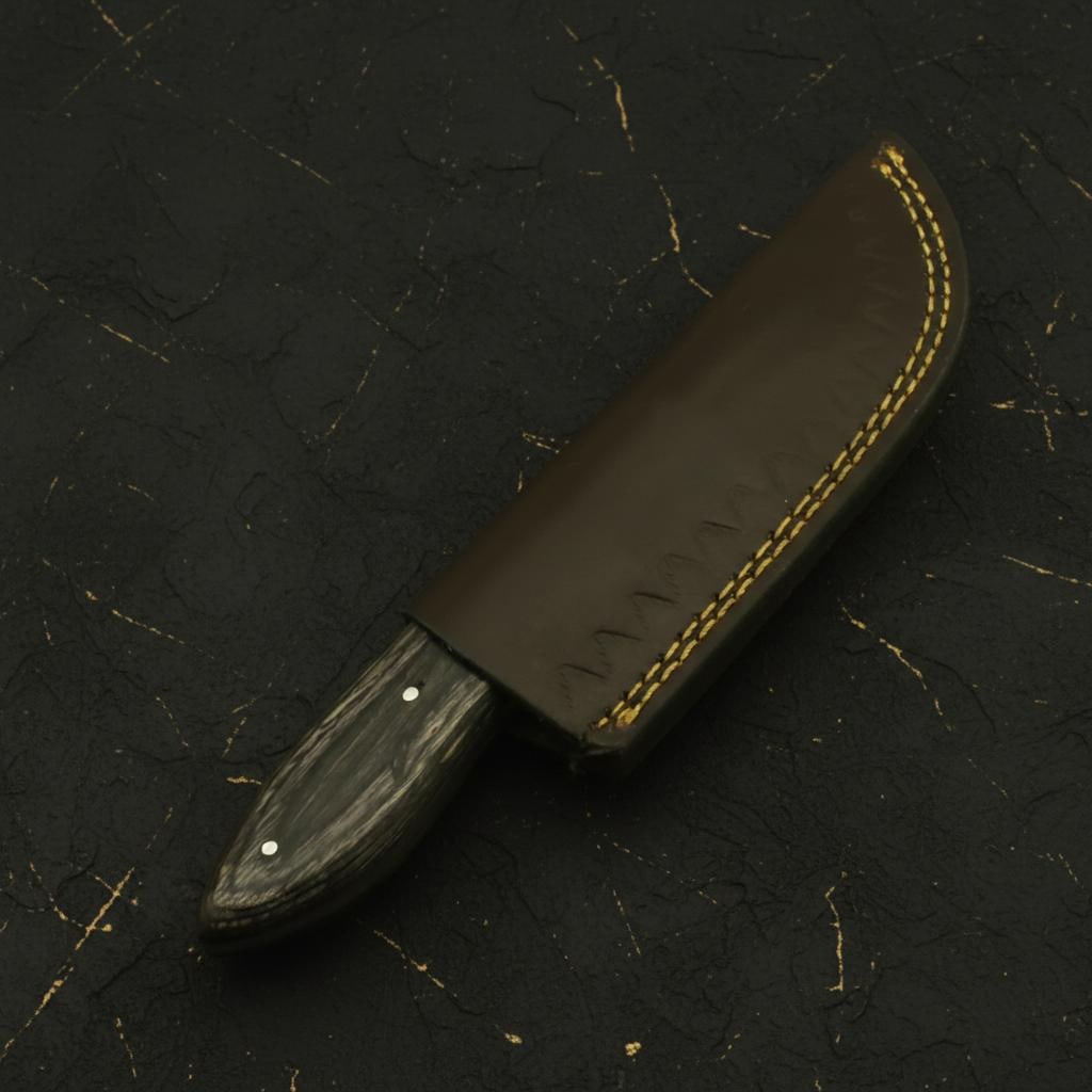 Hand Forged 9" Carbon Steel Hunting Knife, Full Tang Blade with Leather Sheath - 6