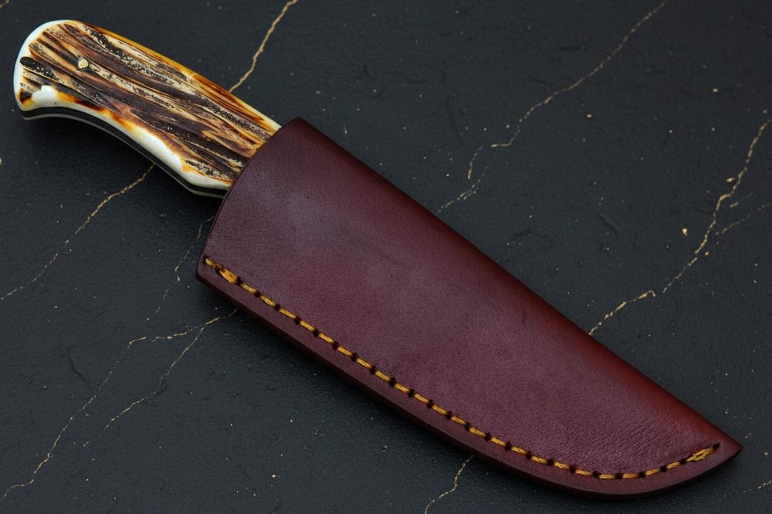 Twisted Damascus Steel Hunting Knife 9" Hand Forged Blade with Burnt Bone Handle - 2