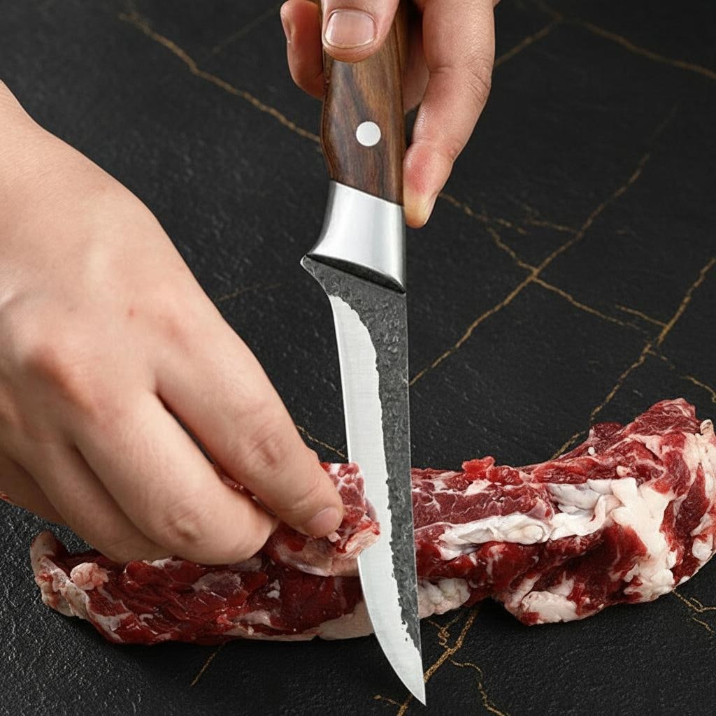 Forged 6pc Kitchen Knife Set with Wood Handles, Professional Chef Butcher Boning Knives - 4