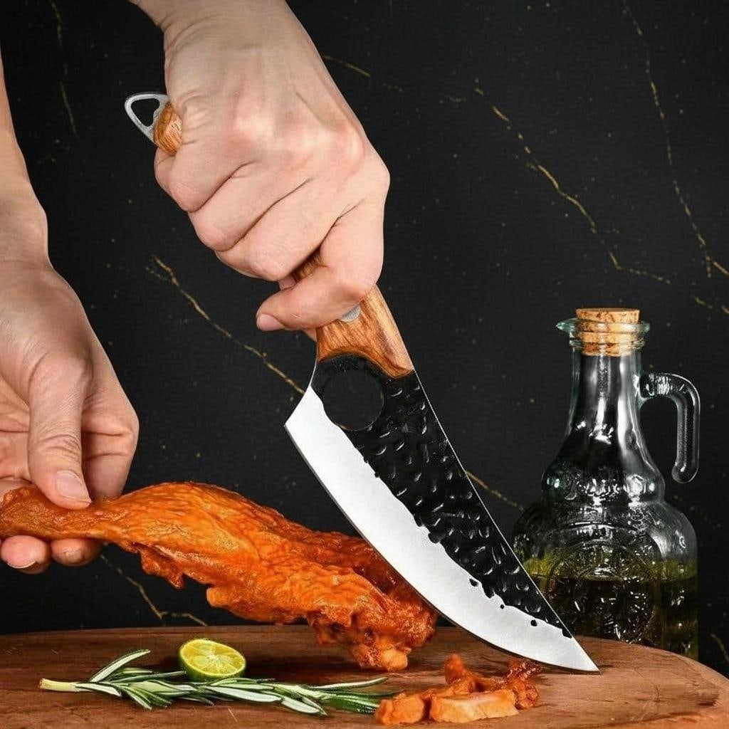 Forged 6pc Kitchen Knife Set with Wood Handles, Professional Chef Butcher Boning Knives - 8