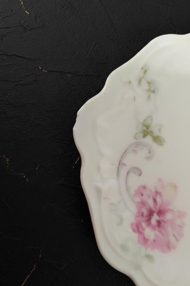 Antique Pink Roses Gravy Boat & Underplate by Theodore Haviland Limoges France Gilded - 9