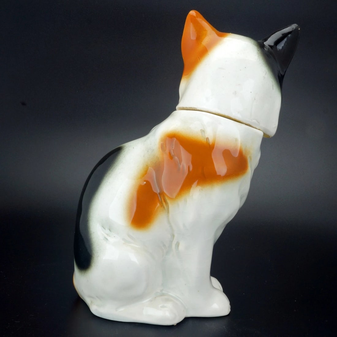German Ceramic Calico Cat Bottle Early 20th C - 2