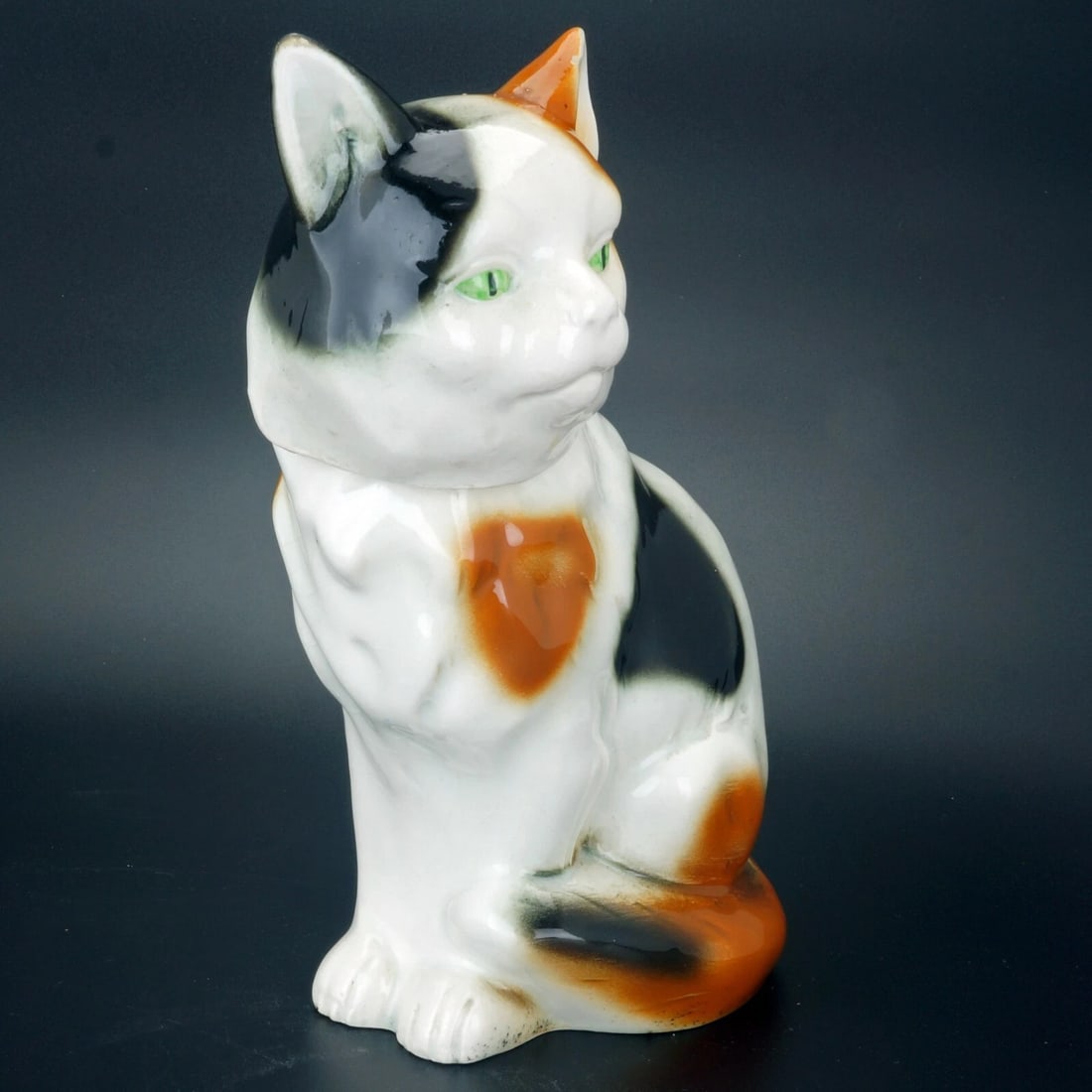 German Ceramic Calico Cat Bottle Early 20th C - 3