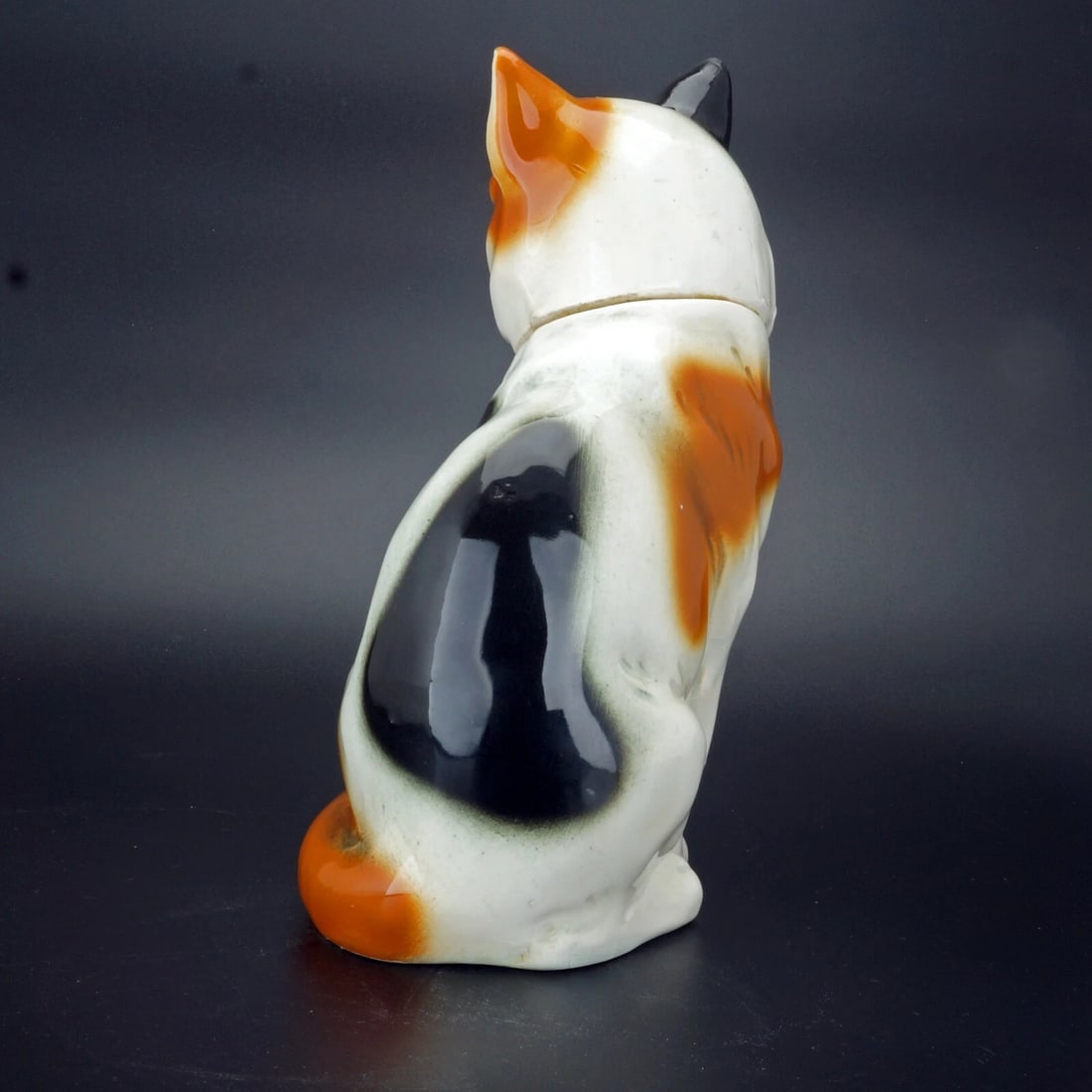 German Ceramic Calico Cat Bottle Early 20th C - 4