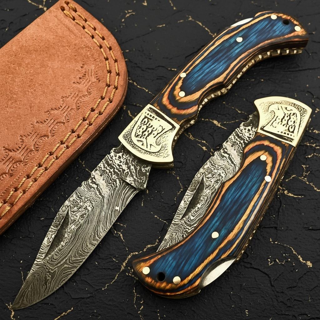 Twist Pattern Damascus Steel Pocket Knife with 3" Hand Forged Tactical Folding Blade: Title:Twist Pattern Damascus Steel Pocket Knife with 3" Hand Forged Tactical Folding BladeDescription:Discover this expertly crafted, hand-forged folding pocket knife. The blade is made from