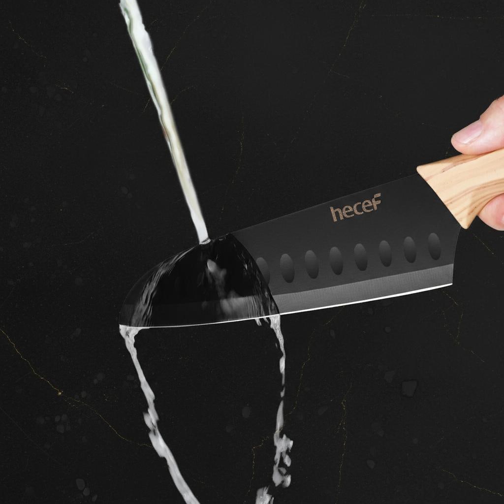 Santoku Utility Paring Knife Set, 3-Piece Kitchen Cutlery, Non-Stick Steel Blades - 6