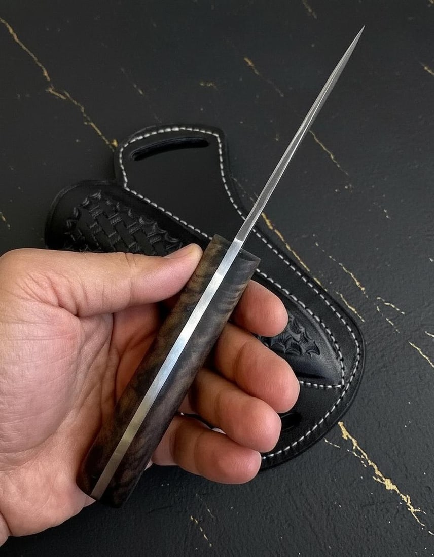 Full Tang Damascus Steel Hunting Knife 150 Layer Forged Blade with Wood Handle Sheath - 6