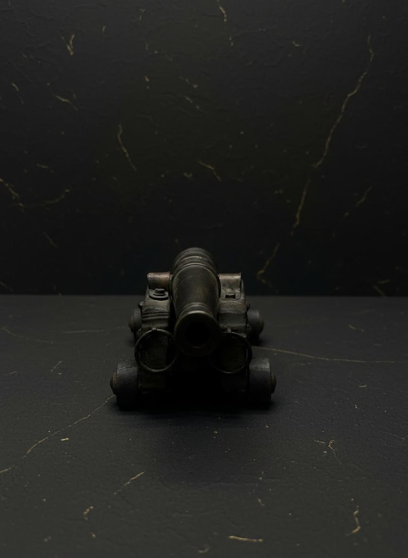 Vintage All Original Brass Cannon Model Decorative Piece Unknown Maker - 3