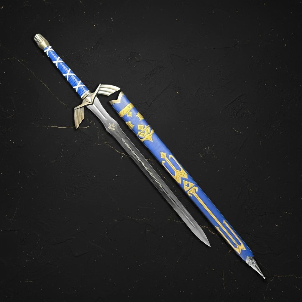 Metal Master Sword Replica from Legend of Zelda with Rune Etched Blade and Scabbard - 7