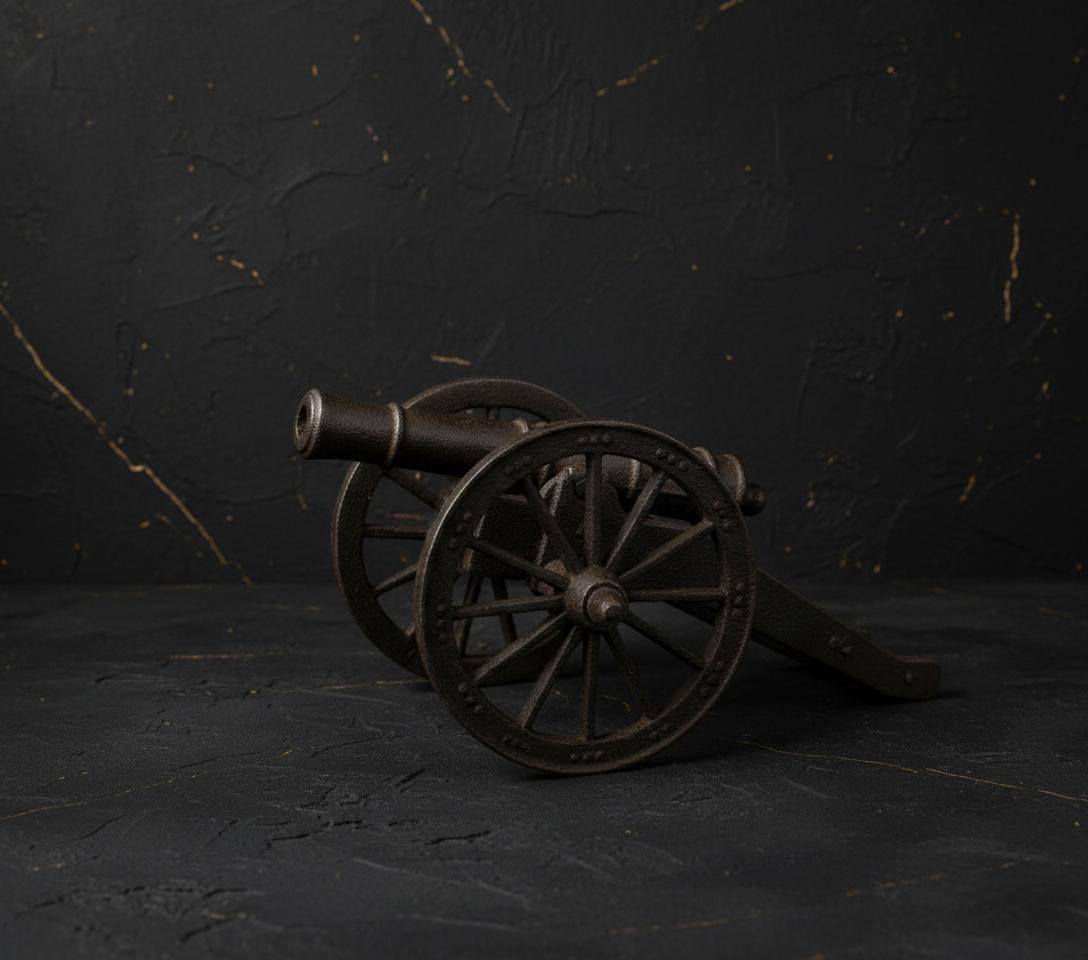 Vintage Military Cannon Model 591 Cast Iron and Brass Desktop Display - 2