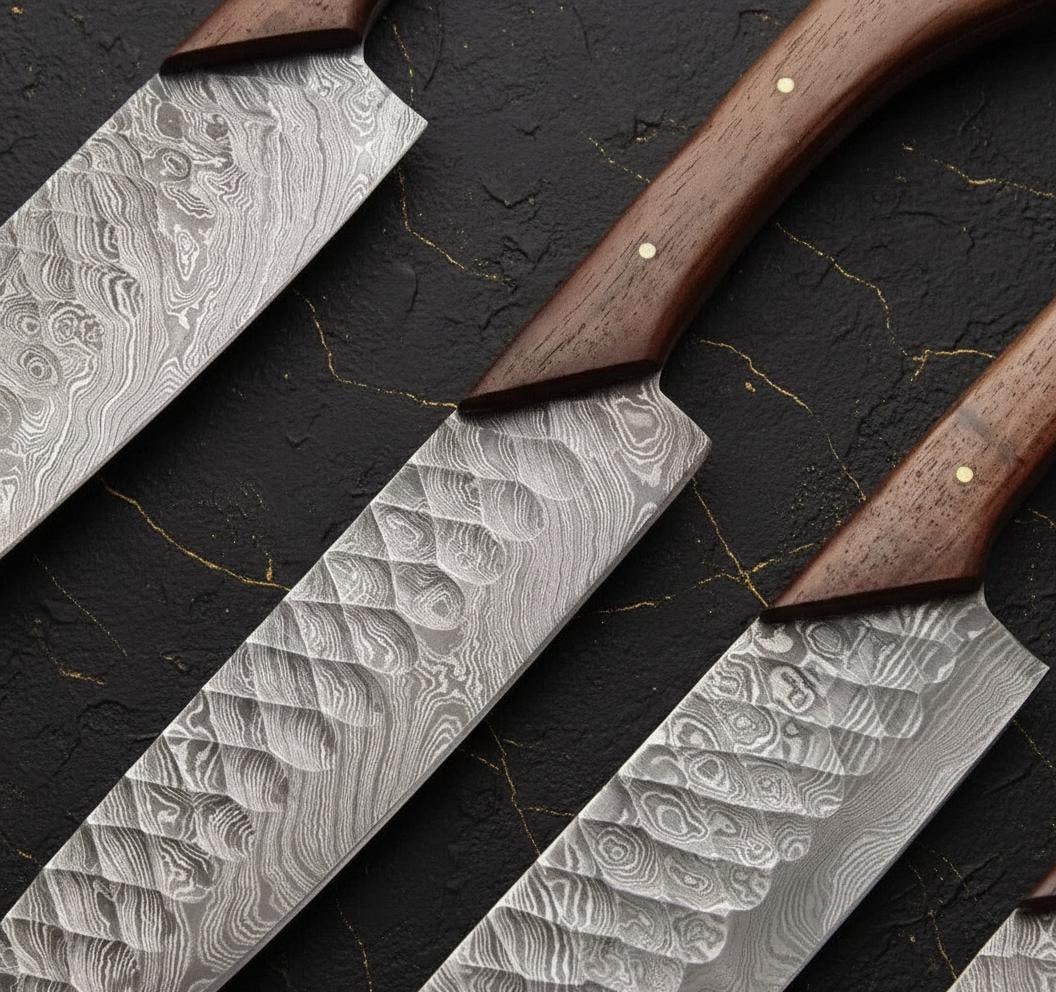 Twist Pattern Damascus Steel 5-Piece Knife Set, Hand Forged Kitchen & Chef Blades - 2