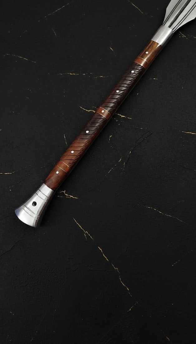 32 Inch Hand Forged Koseph Spear, African Viking Style Carbon Steel LARP Weapon - 3