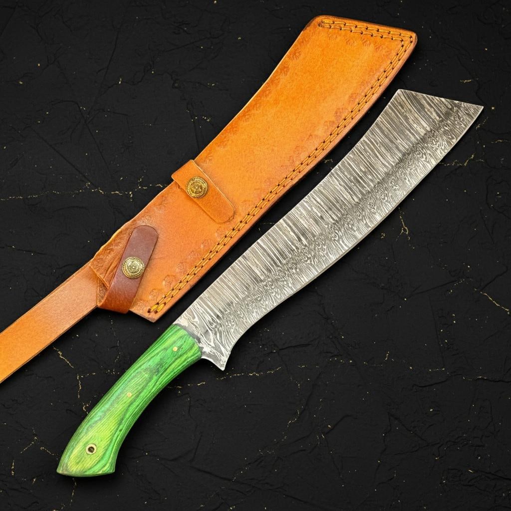 Handmade Full Tang Bowie Knife in Damascus Steel with Pakka Wood Handle 13" - 2