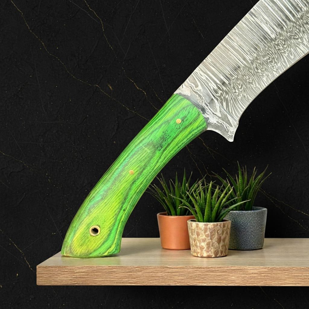 Handmade Full Tang Bowie Knife in Damascus Steel with Pakka Wood Handle 13" - 3