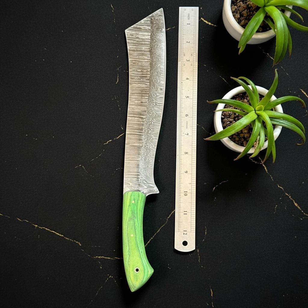 Handmade Full Tang Bowie Knife in Damascus Steel with Pakka Wood Handle 13" - 4