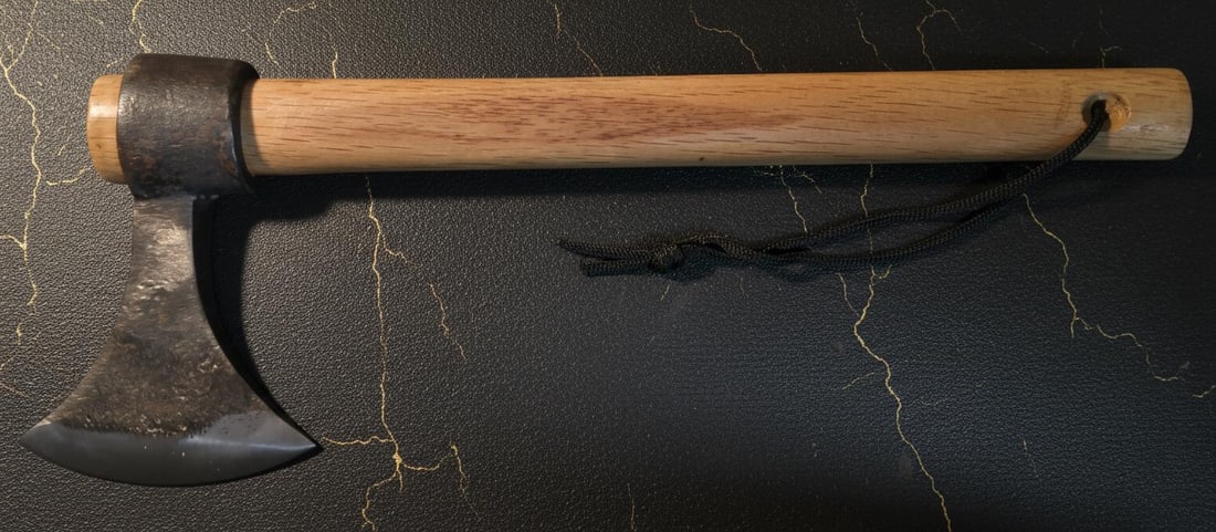 Viking Style Throwing Axe 15" Carbon Steel Blade Hardwood Camping Hatchet: Title:Viking Style Throwing Axe 15" Carbon Steel Blade Hardwood Camping Hatchet Description:This is a robust Viking-inspired axe, designed for both outdoor camping and recreational throwing. Its class