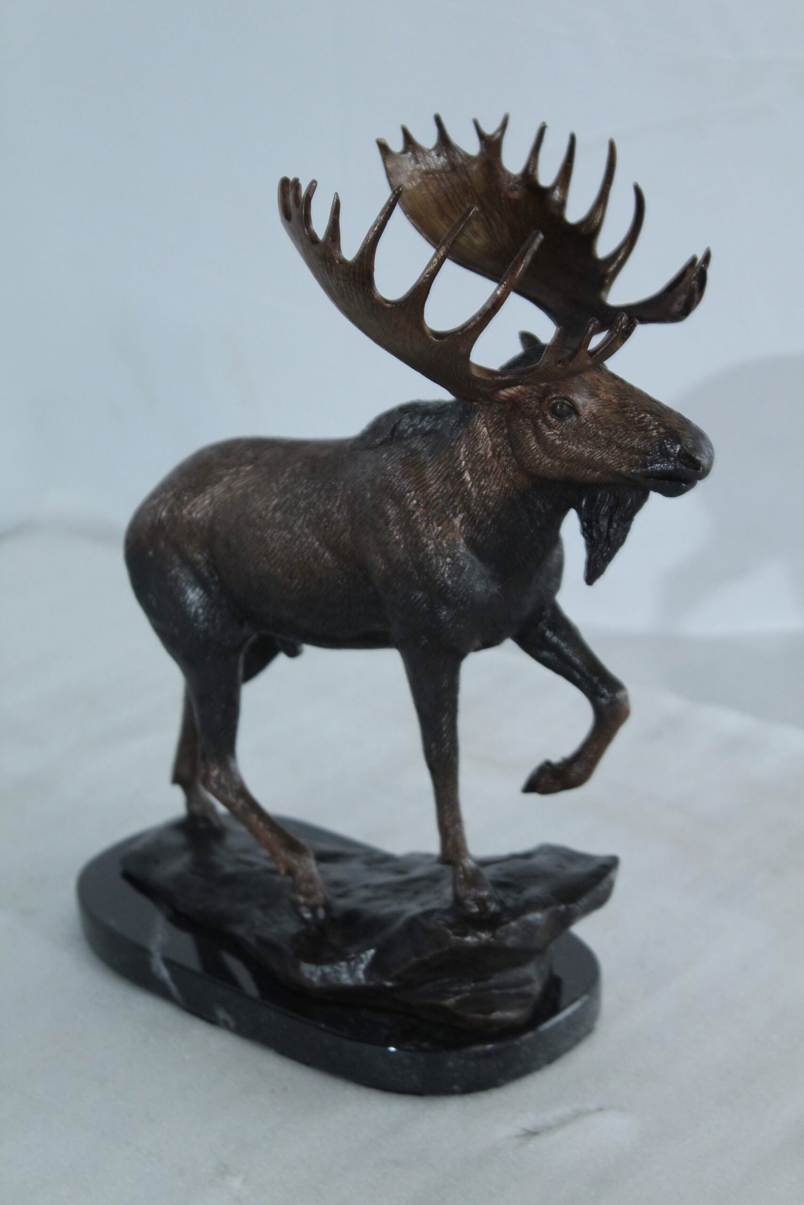 Bronze Moose Statue - Indoor/Outdoor Wildlife Sculpture,Wax Casting with Lifelike Detail, Moose - 9