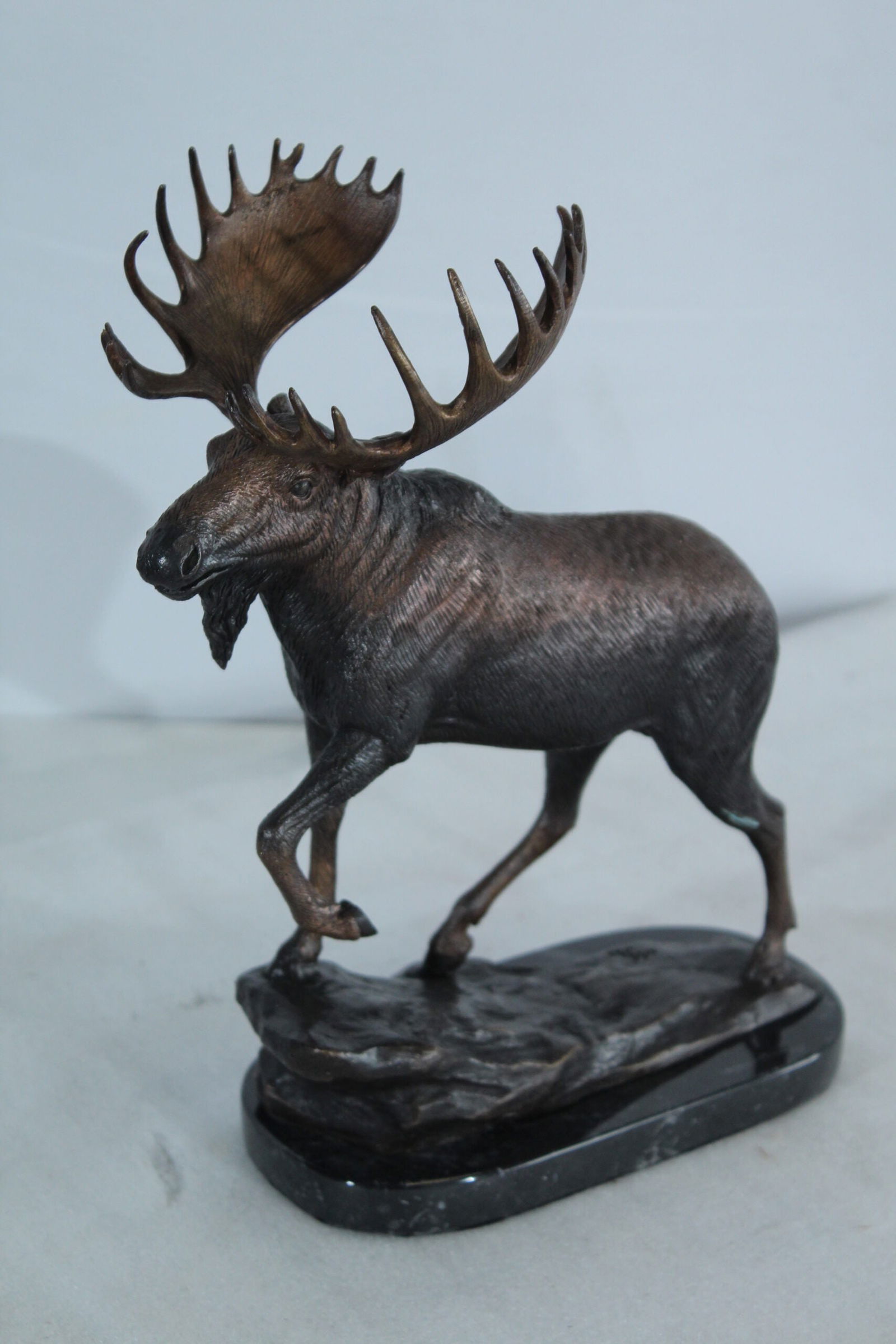 Bronze Moose Statue - Indoor/Outdoor Wildlife Sculpture,Wax Casting with Lifelike Detail, Moose - 12