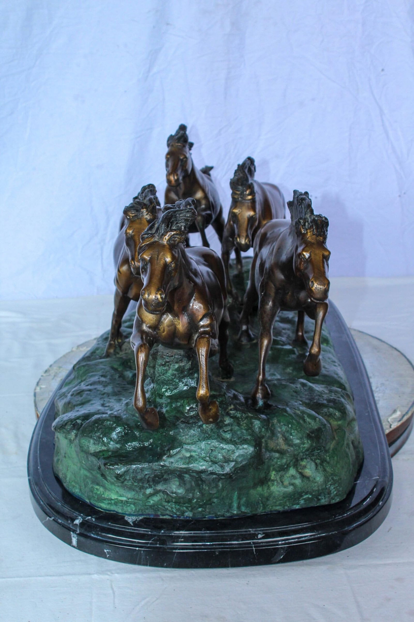 Running Horses Bronze Statue on Marble Base 47" x 20" x 17"H - 10
