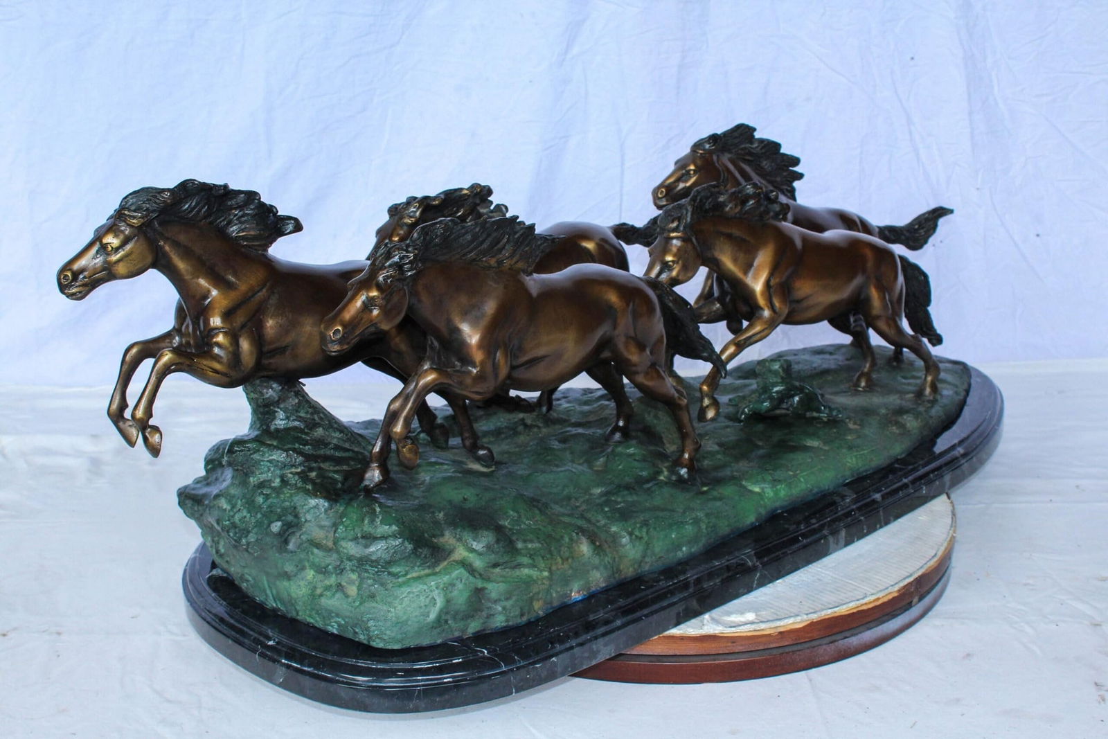 Running Horses Bronze Statue on Marble Base 47" x 20" x 17"H - 11