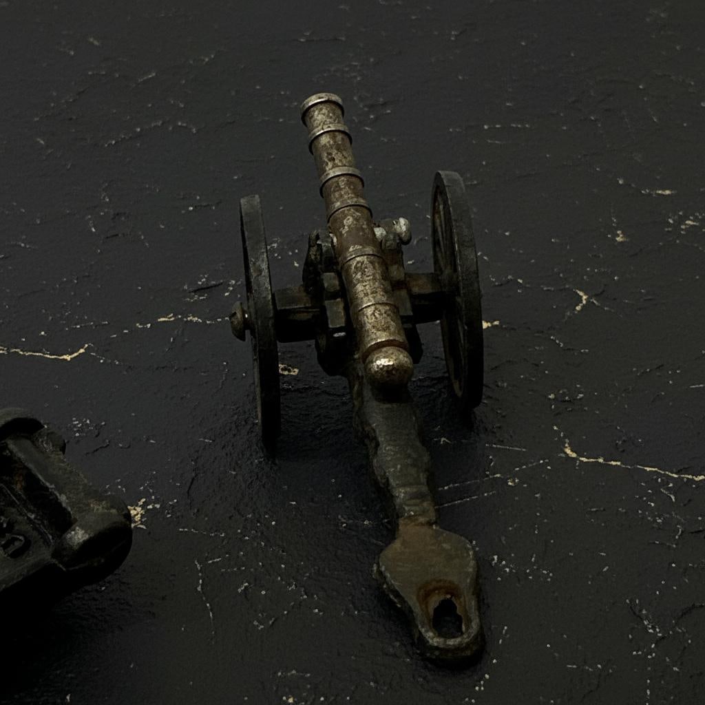 Antique Military Field Artillery Cannon, Lot Of 3, Vintage Solid Brass Replica - 12