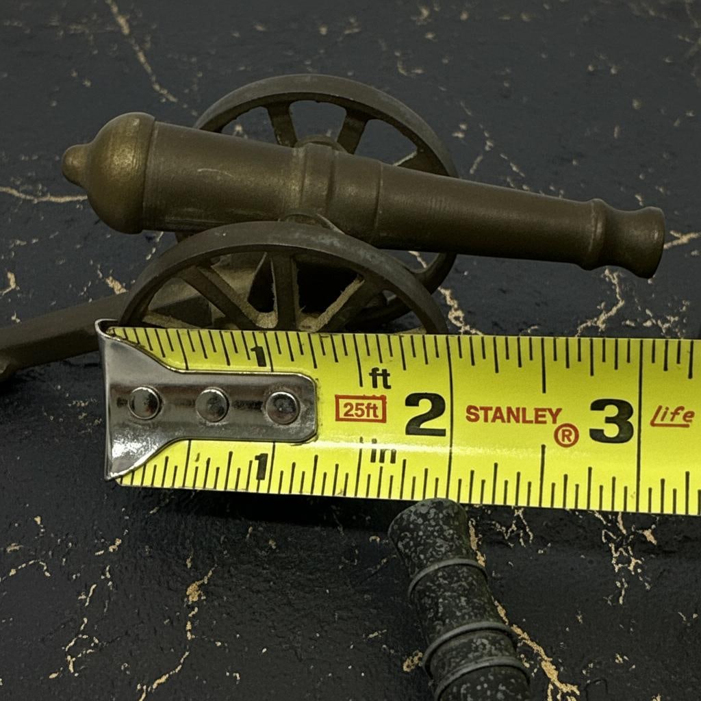 Antique Military Field Artillery Cannon, Lot Of 3, Vintage Solid Brass Replica - 17