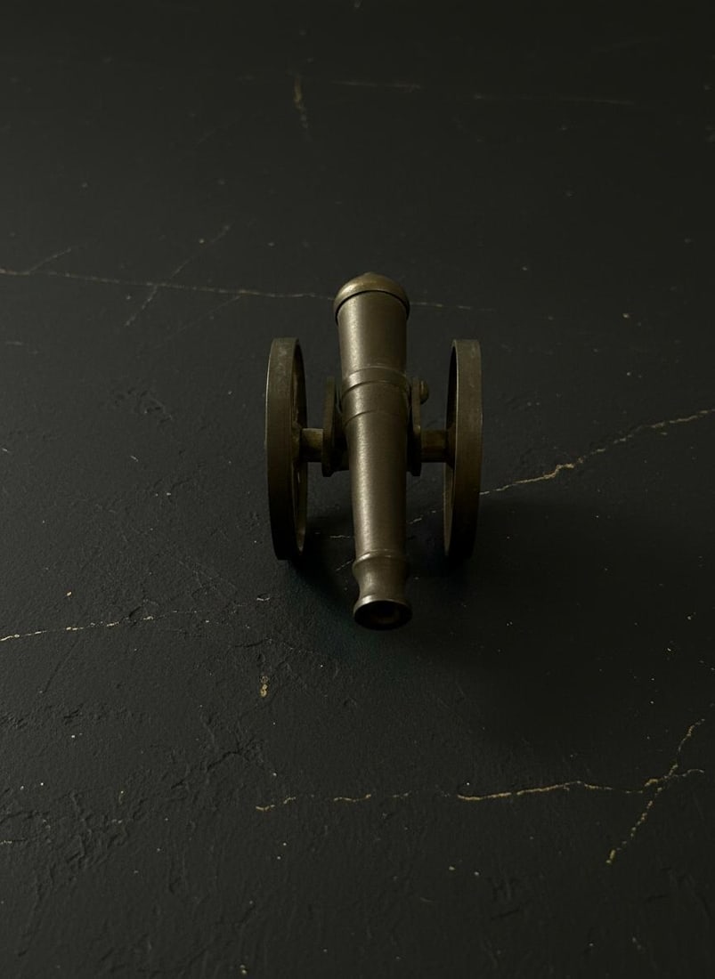 Antique Military Field Artillery Cannon, Lot Of 3, Vintage Solid Brass Replica - 6