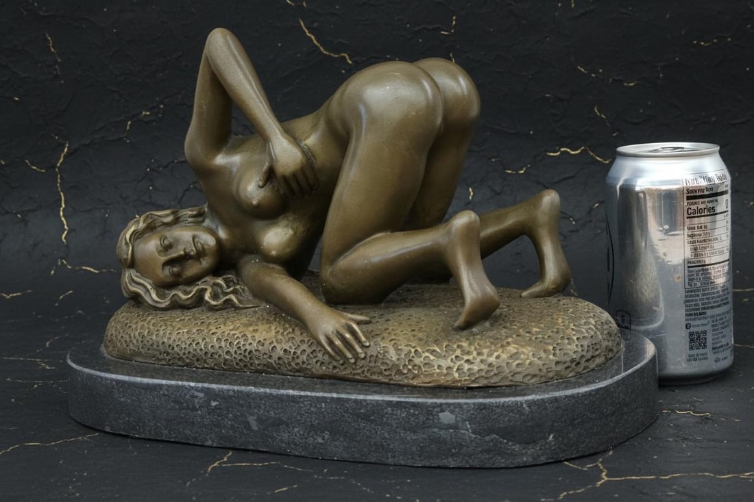 Signed John Koch Bronze Sculpture of a Woman, Art Figurine on Marble Base - 3