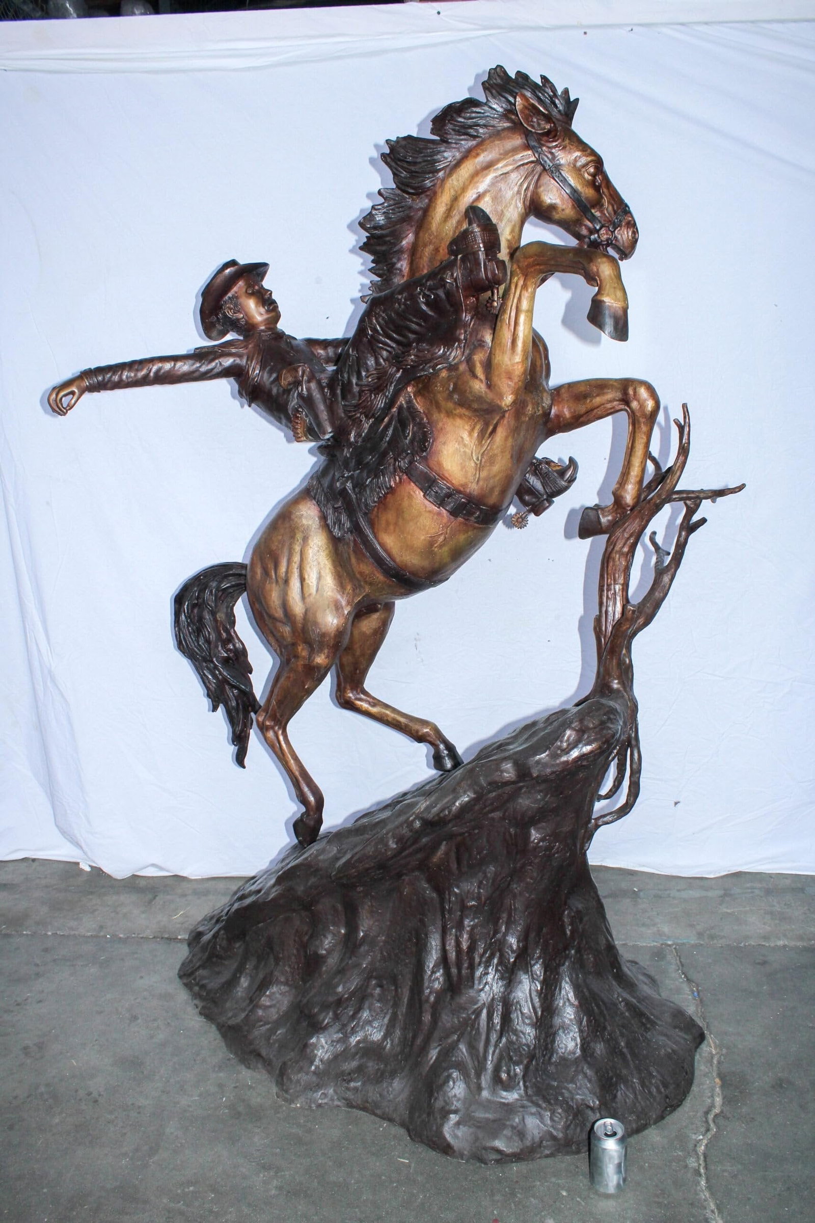 Life Size Bronze Cowboy on Rearing Horse Western Statue 60" x 37" x 81"H - 5